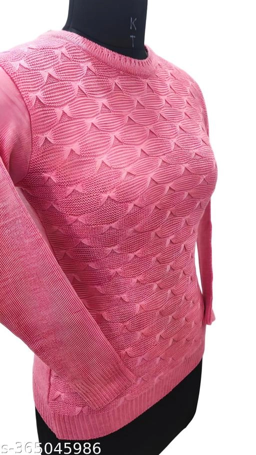 Woolen Solid Top for Women (Pink, Free Size)