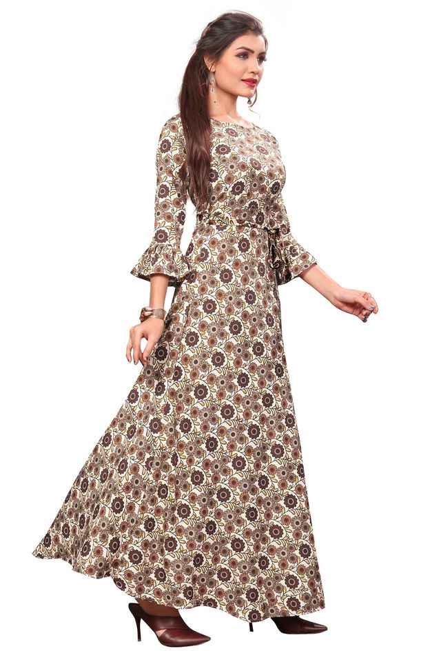 Fit and Flare Gown for womens (Multicolor, S) (NE6)