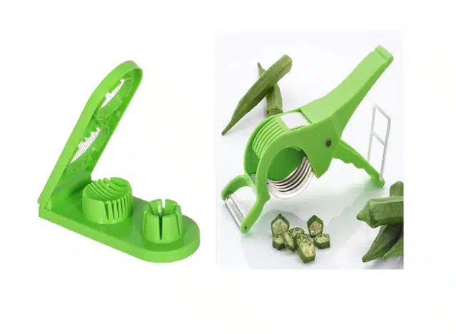 Multi Segment 2 In 1 Egg Cutter & Vegetable Cutter (Set of 2, Green)