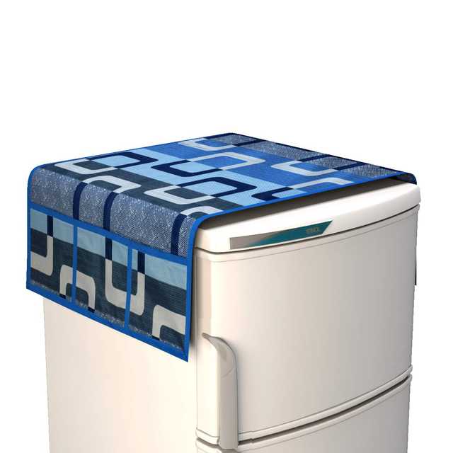 WISHLAND 1 Pc Fridge Cover for Top with 6 Pockets, 2 Handle Cover, 3 Fridge Mats (Set of 6, 21X39 inch) (A-483)