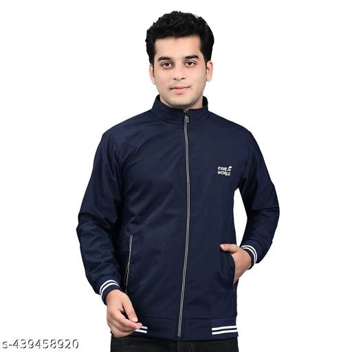 Polyester Jacket for Men (Navy Blue, M)