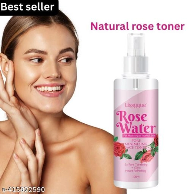  Lissyque Rose Water Face Toner For Minimize Pores, Brightens Skin, And Instantly Hydrates 100 ml