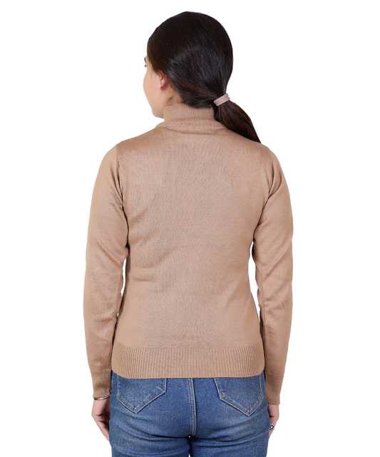 Women's Full Sleeves Sweater (Beige, XL) (M319)