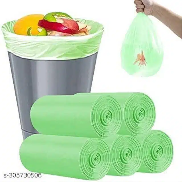 Biodegradable 30 Pcs Garbage Bags (Green, 19x21 inches) (Pack of 5)