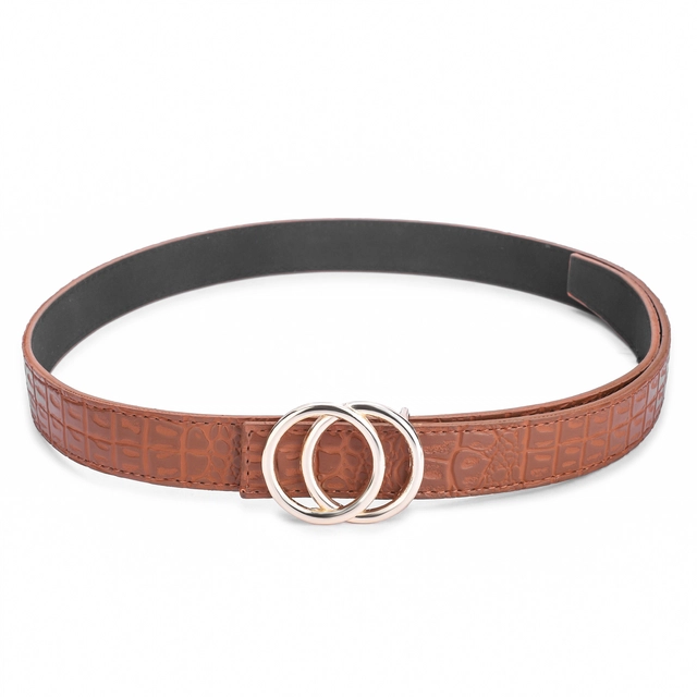 Artificial leather Belt for Women (Tan, Free Size)