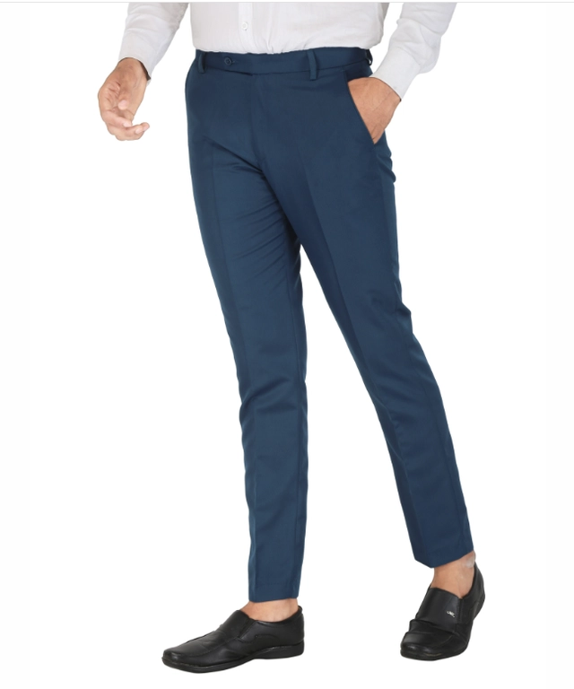 Poly Viscose Solid Trouser for Men (Blue, 28)