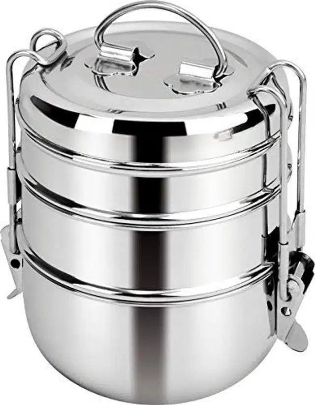 3 Layer Steel Lunchbox (Silver)