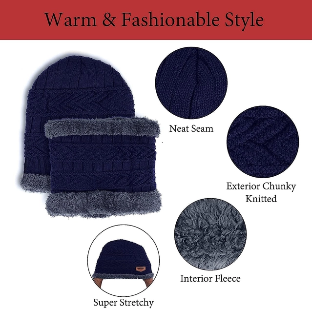 Woolen Cap with Neck Warmer for Women (Blue)