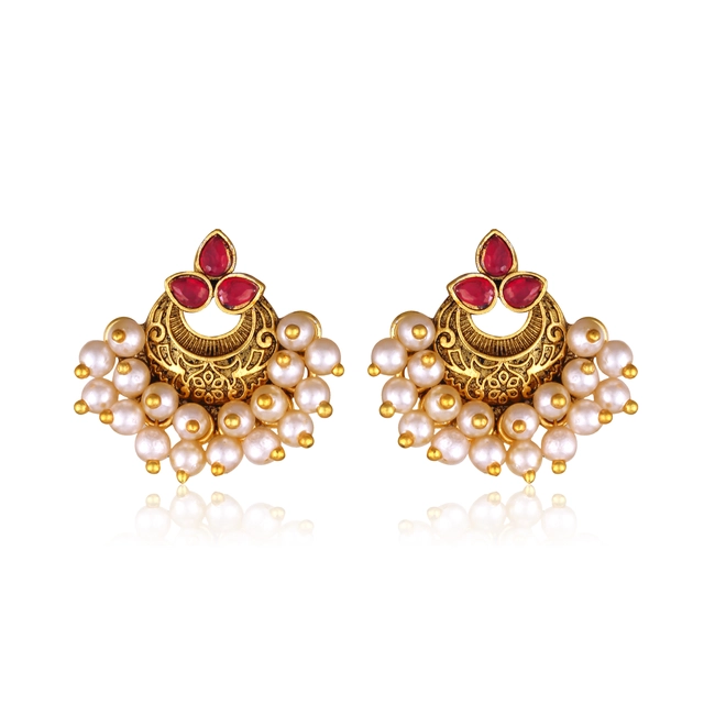 Alloy Sizzling Glittering Earrings for Women & Girls (Red, Set of 1)