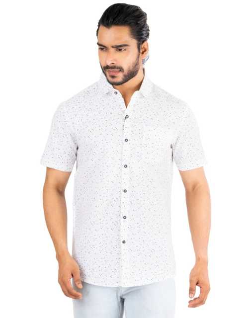 Stylish Half Sleeve Casual Cotton Shirt For Men (White, XL) (G27)