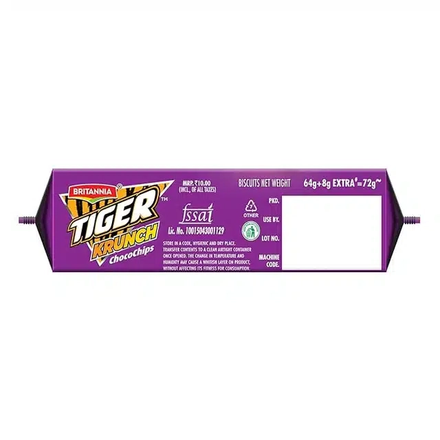 Britannia Choco Chips Tiger Krunch Biscuits 14X63 g (Pack Of 14)