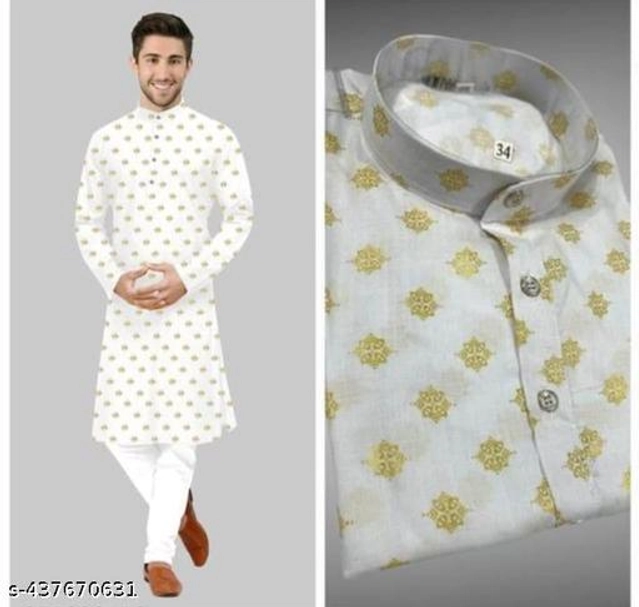 Cotton Blend Kurta for Men (White, M)