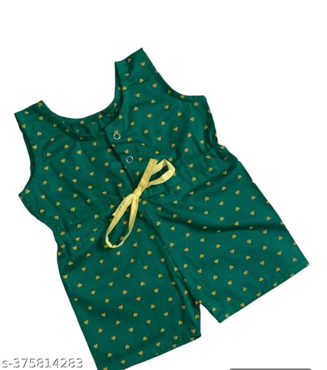 Cotton Blend Jumpsuit for Girls (Green, 3-6 Months)