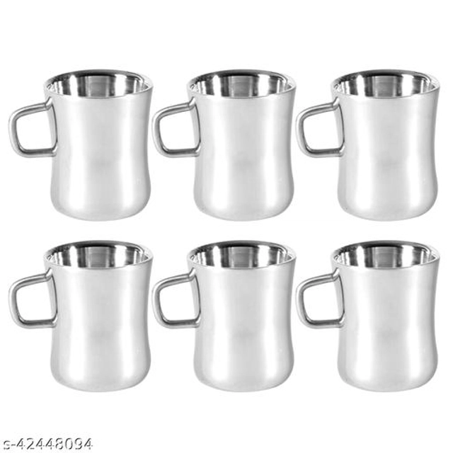 Stainless Steel Tea Cup (Multicolor, 100 ml) (Pack of 6)