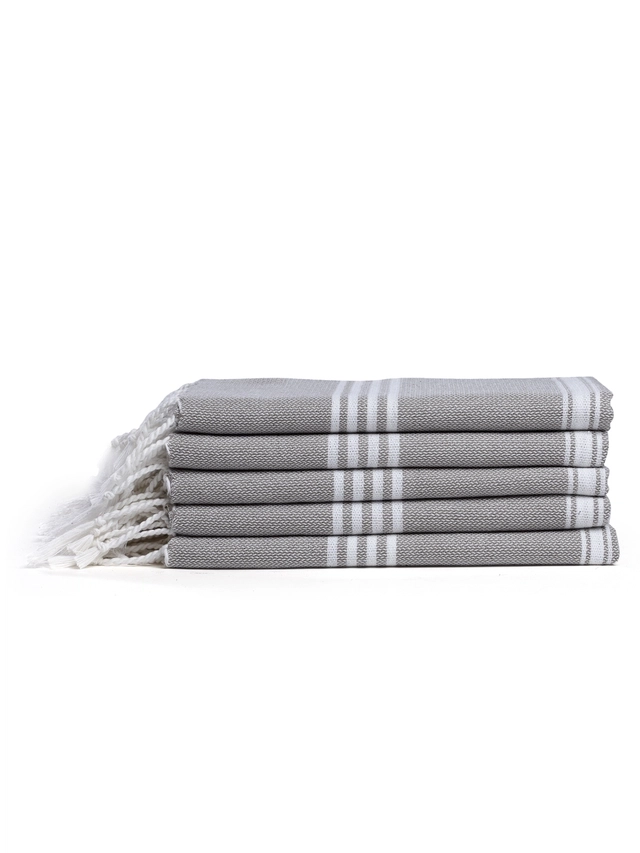 Cotton Solid Face & Hand Towels (Grey, Pack of 5 ) (34x14 inches)