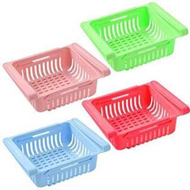 Pinak Plastic Adjustable Fridge Storage Basket (Multicolor) (PS-126)