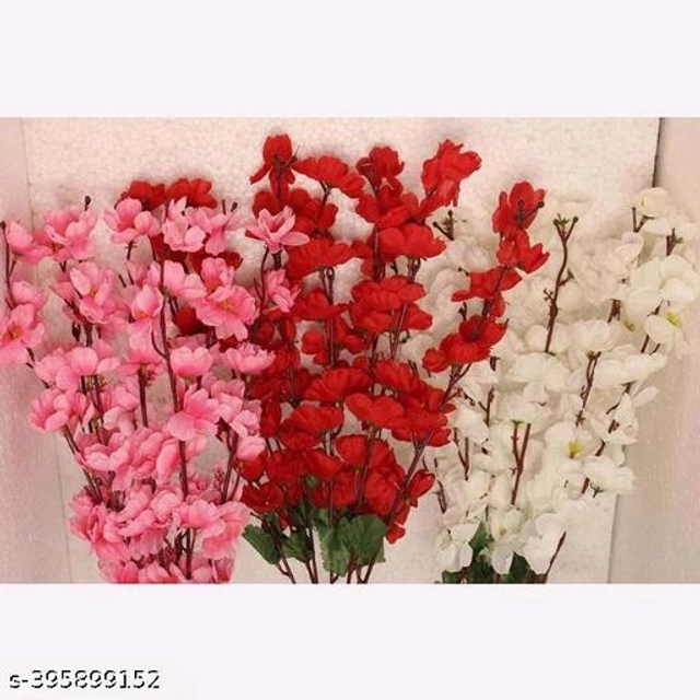 Plastic Artificial Flower (Multicolor, Pack of 3)