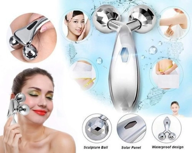 Stainless Steel 3D Roller Face Massager (Silver)