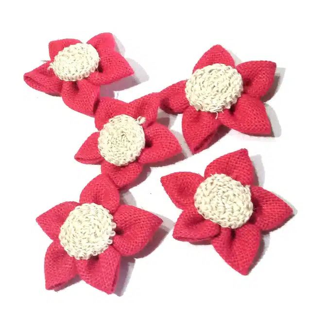 Cotton Flower for Art & Crafts (Red, Pack of 5)