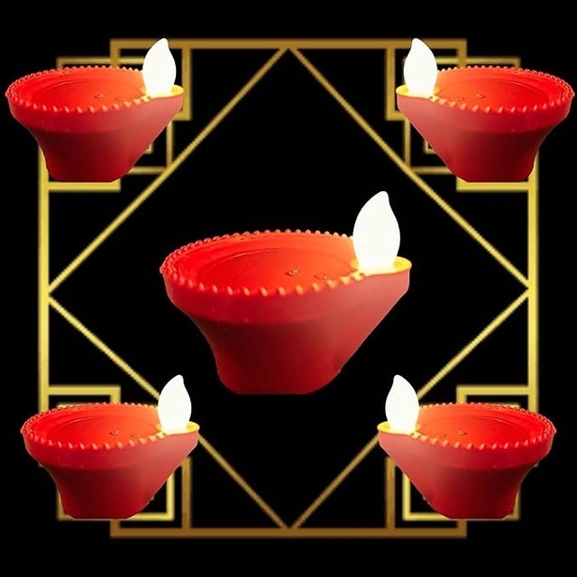 Plastic Traditional Water Sensor LED Diya for Diwali (Brown, Pack of 12)