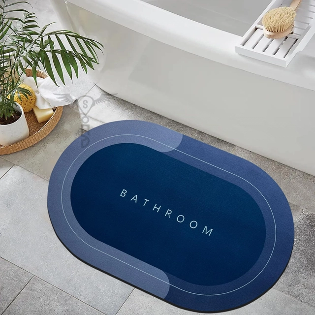 Water Absorbent Quick Dry Rubber Backed Anti-Slip Bath Mat (Multicolor)