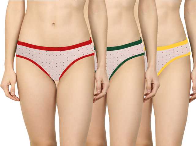 Pibu Women Cotton Silk Hipster Panties Combo (Pack Of 3) (Multicolor, S) (W-44)