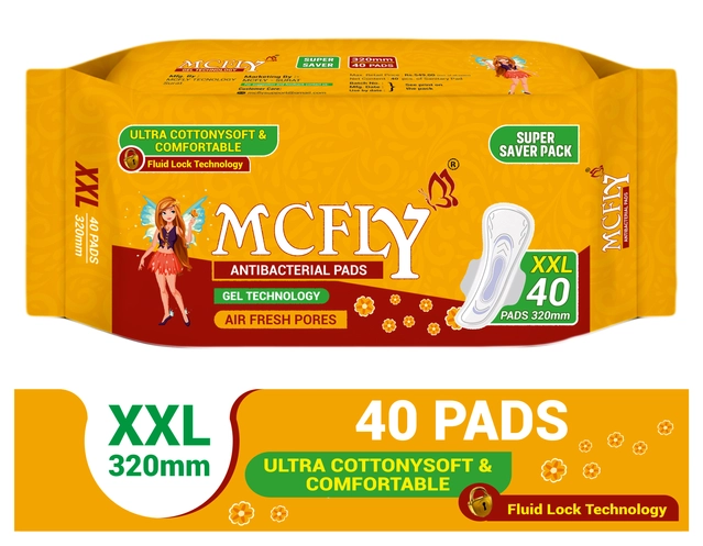 Mcfly Antibacterial Fluid Lock Gel Technology 320 mm 40 Pcs Sanitary Pads (XXL, Set of 1)