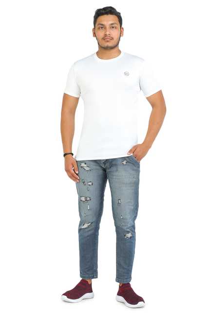 Fosty Men's Cotton Stylish T-Shirts (White, M) (ADE-284)