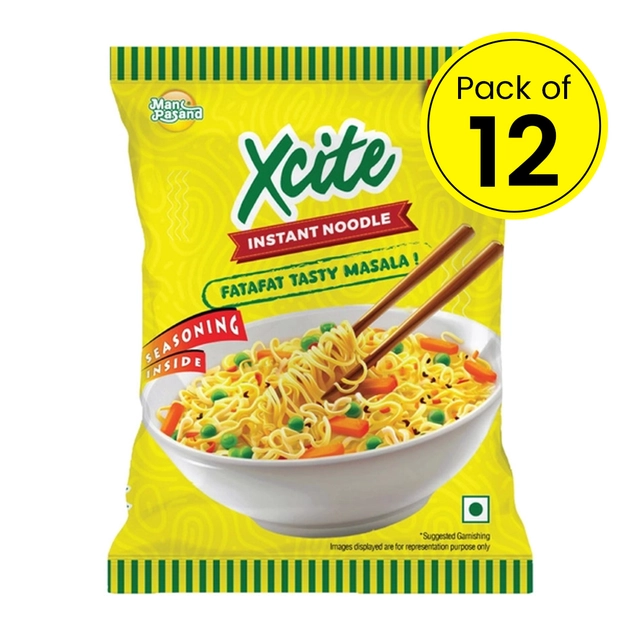 X-Cite इंस्टेंट मसाला नूडल्स (पाउच) 12X50 g (पैक ऑफ 12)