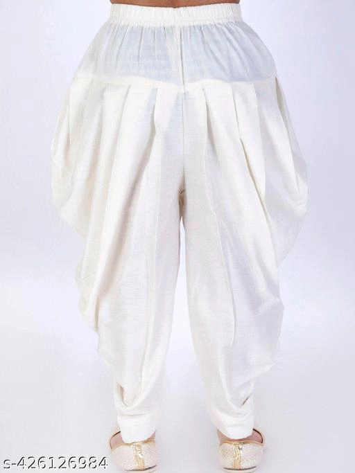 Cotton Blend Solid Dhoti for Boys (2-3 Years, White)