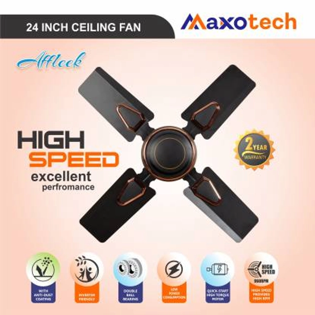 MAXOTECH Affleck Ultra High Speed 24 Inch 600 mm Anti Dust 4 Blade Ceiling Fan