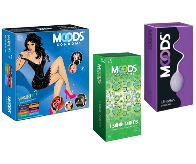 Moods 1500 Dots with Ultra Thin (2x12 Pcs) & Variety (16 Pcs) Dotted Condoms for Men (Set of 3)