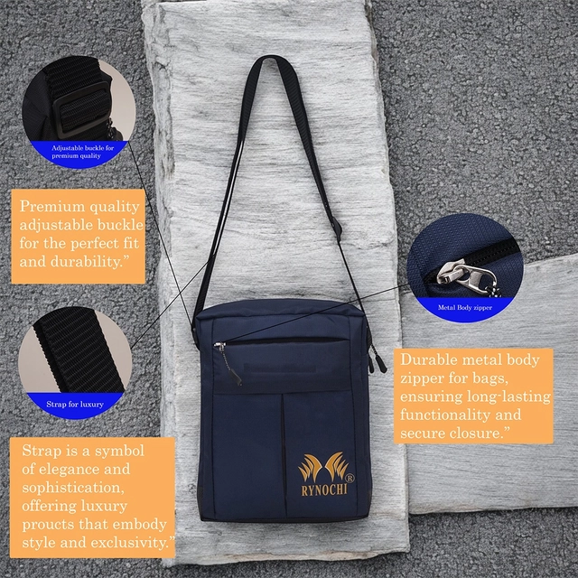 Polyester Crossbody Messenger Bag for Men & Women (Navy Blue)