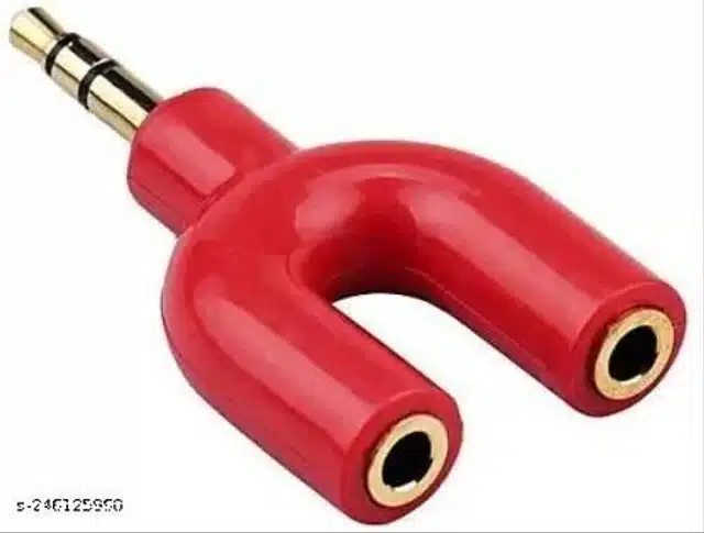 Headphone Adapter with Mic Converter Y-Splitter (Red)