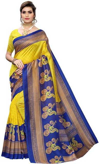 Yashika Designer Women's Saree Pure Cotton With Unstitched Blouse Piece (Yellow, 5.2M) (Y-140)