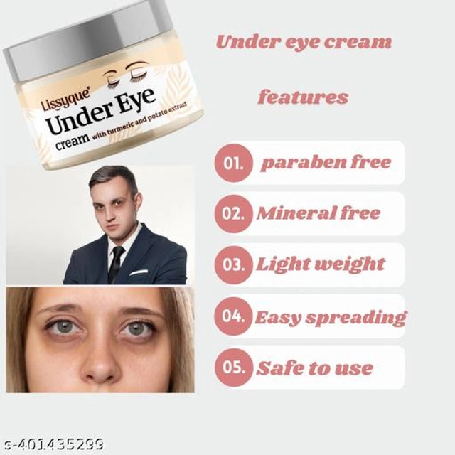  Lissyque Under Eye Cream Enrich With Natural Ingrediance Like Turmeric And Potato Extract, Under Eye Lightning, Remove Dark Circle, Whitening skin Eye Cream 50 gm (Pack Of 1)