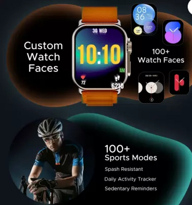 T800 Smartwatch for Men & Women (Orange)