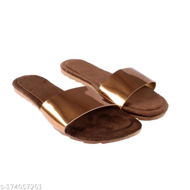 Flats for Women (Gold, 4)