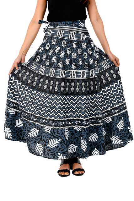 Rangun Casual Cotton  Women Printed Skirt (Black ) (MT-165)
