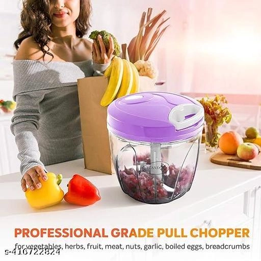 Plastic Manual Vegetables & Fruits Chopper (Purple, 1000 ml)