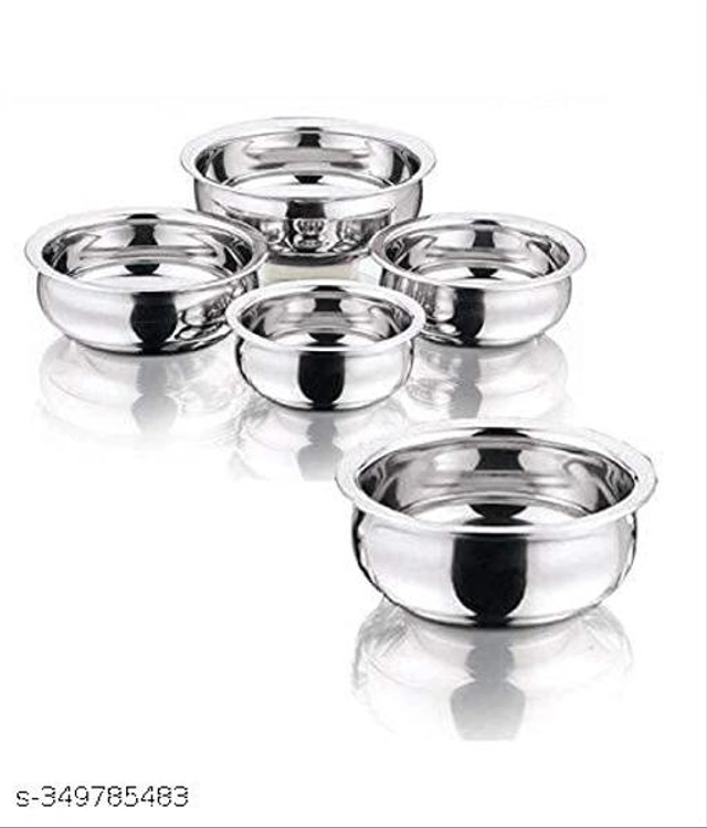 Stainless Steel Copper Bottom Handi Pot Set (Silver, Set of 5)