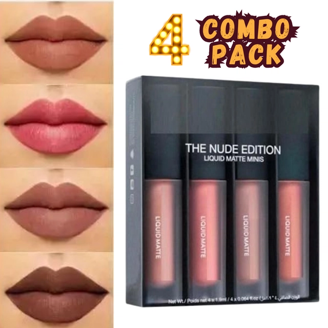 Waterproof Liquid Matte Lipsticks (Nude, Pack of 4)