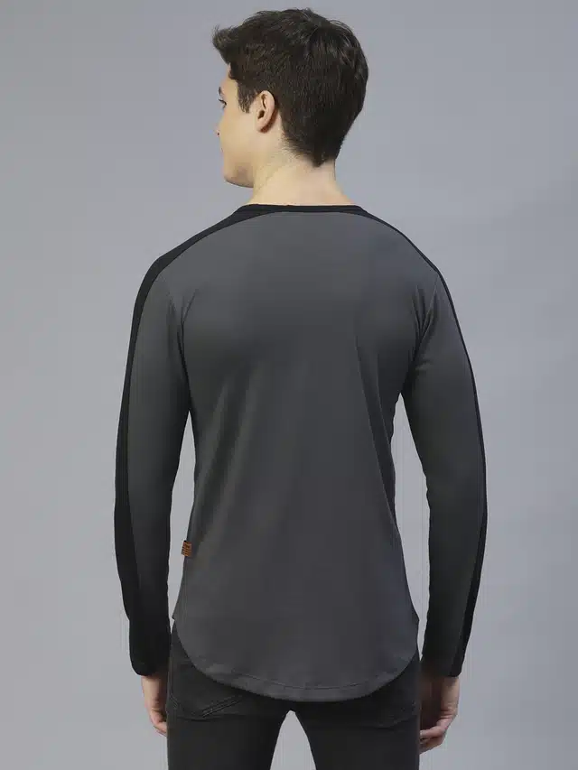 Men's Round Neck T-shirt (Dark Grey, L)