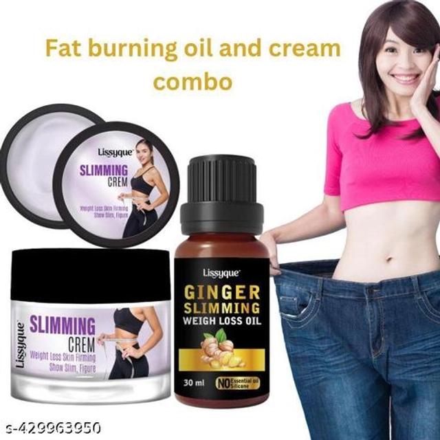  Lissyque Body Slimming Cream & Ginger Slimming Weightloss Oil For Reduce-Weight Loss , Body shaping Cream For Weight Loss , Fat Reducing Cream For Weight Loss (50 gm) + Slimming Weightloss Oil ( 30 ml) combo pack