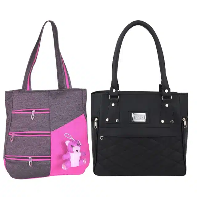 Handbags for Women (Pink & Black, Pack of 2)
