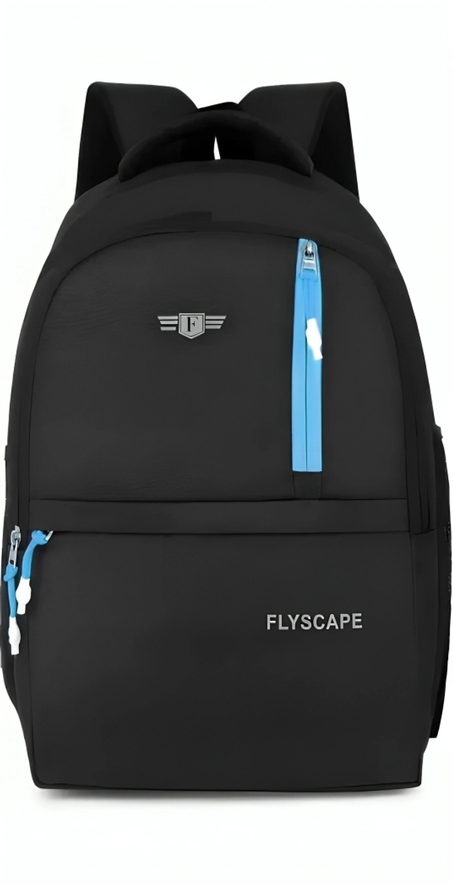 Polyester Laptop Backpack for Men & Women (Black & Sky Blue, 25 L)