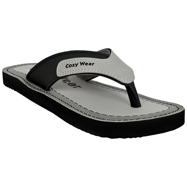 Cozy Wear Solid Flipflops for Men (Grey, 6)