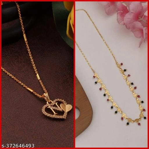 Alloy Pendant with Chain for Women (Multicolor, Set of 2)