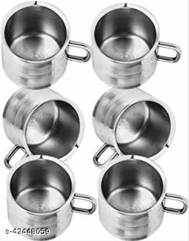 Stainless Steel Tea Cup (Multicolor, 100 ml) (Pack of 6)