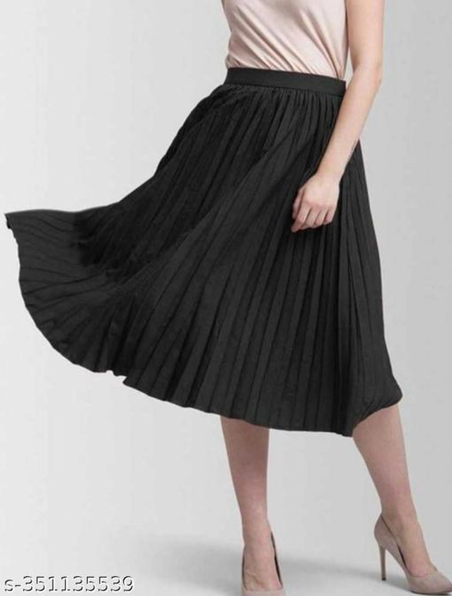 Crepe Skirts for Women (Black, 28)